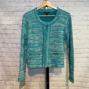 Tweed Turquoise & White sweater blazer